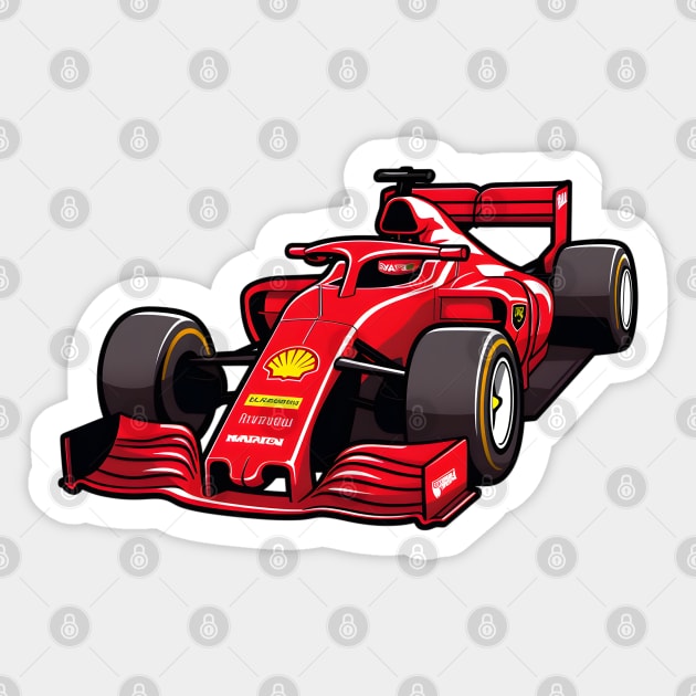 Red Formula 1 Car Sticker by Artifyio